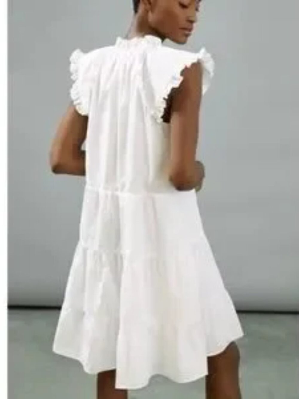 Othilia Anthropologie Gwyneth Ruffled White tiered dress Size L - Picture 2 of 6